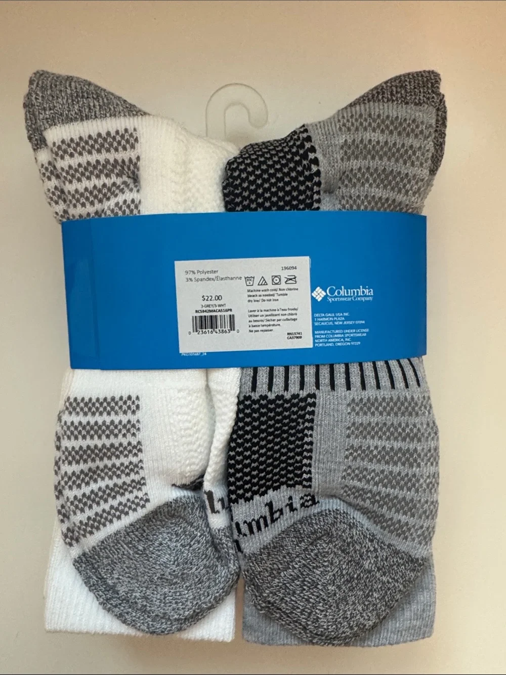 Columbia Men’s Athletic Crew Socks – Sz 6-12 Gray & White 6-Pack